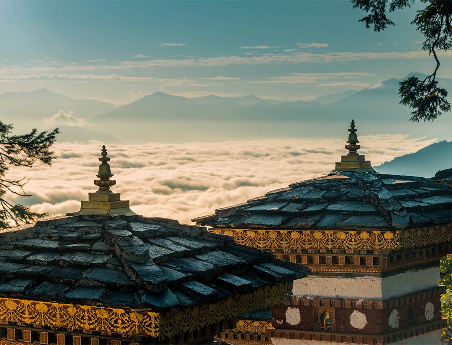 Dochula Pass Overlooking Endless Himalayan Peaks From Thimphu