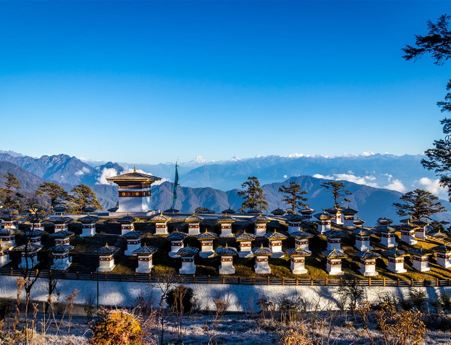 Panoramic View Of Dochula Pass And The Himalayan Mountain Range