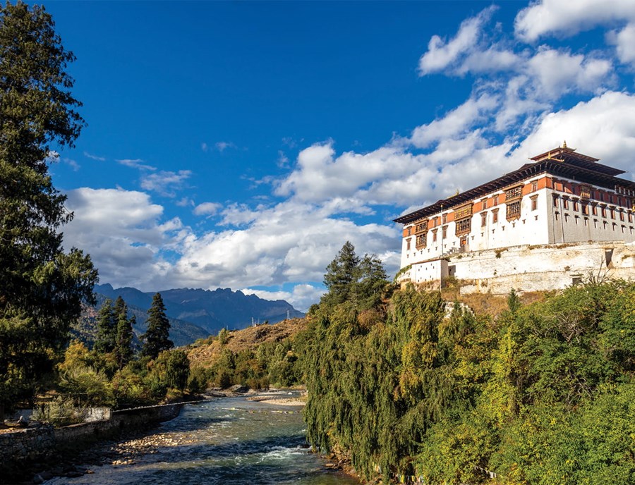 Paro Rinpung Dzong Standing Proudly Above Paro Valley