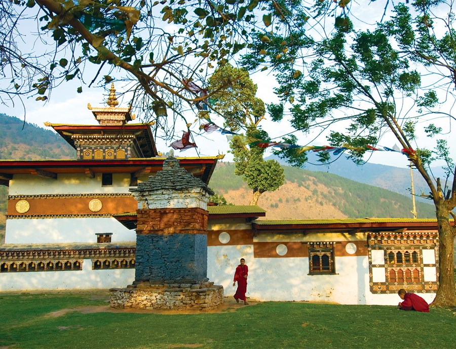 Chimi Lhakhang Overlooking Punakha’S Peaceful Rural Countryside