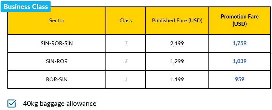 Sin Kor business class