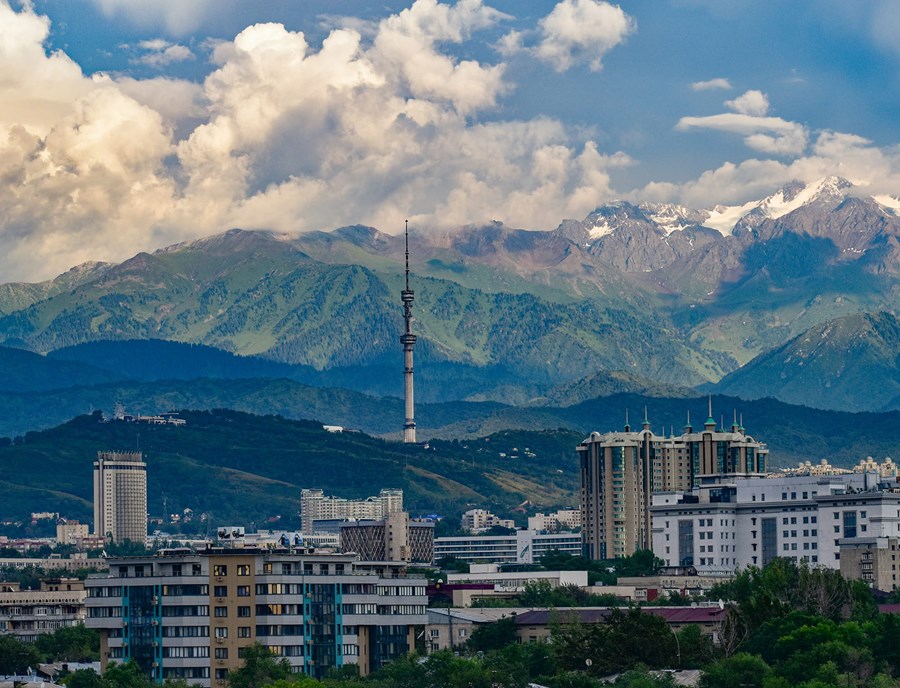 Almaty Beneath The Majestic Zailiysky Alatau Mountain Range