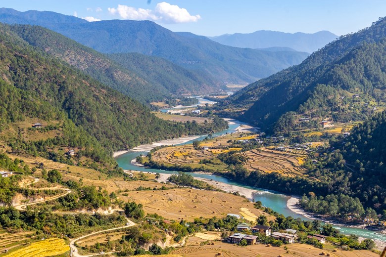 View from Khamsum Yulley Namgyal Chorten