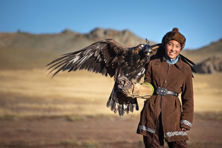 Eagle hunter girl Kazakhstan