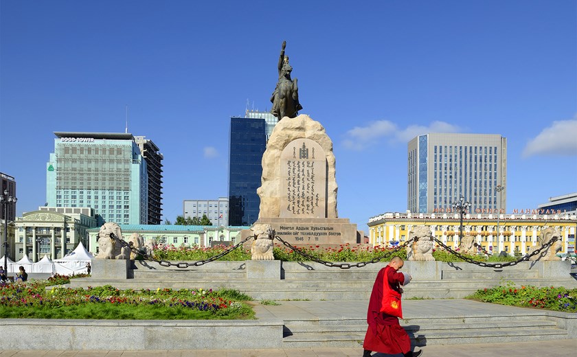 Stroll through Sukhbaatar Square, the central heart of Ulaanbaatar