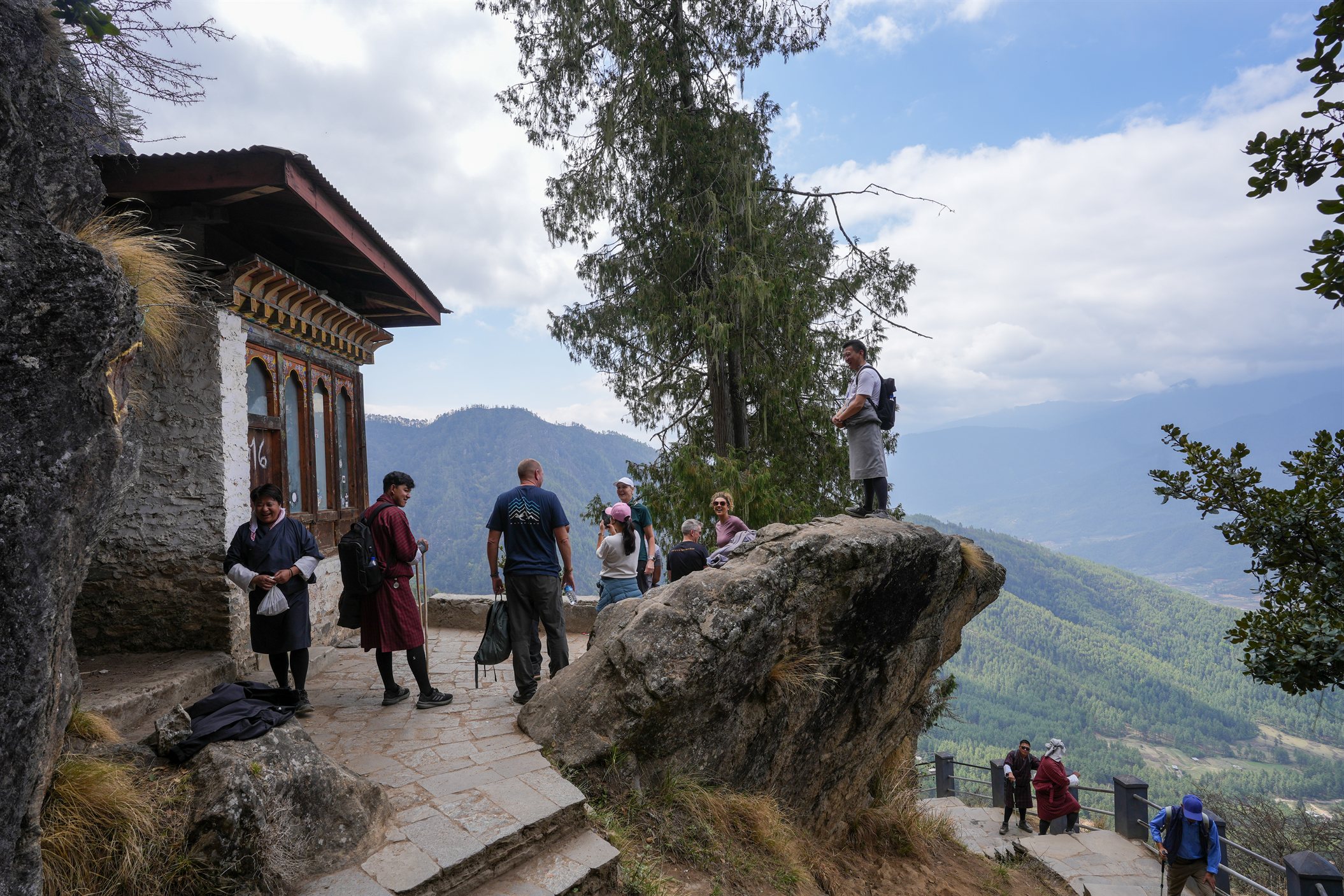 Stone steps lead deeper into the sacred mountain landscape