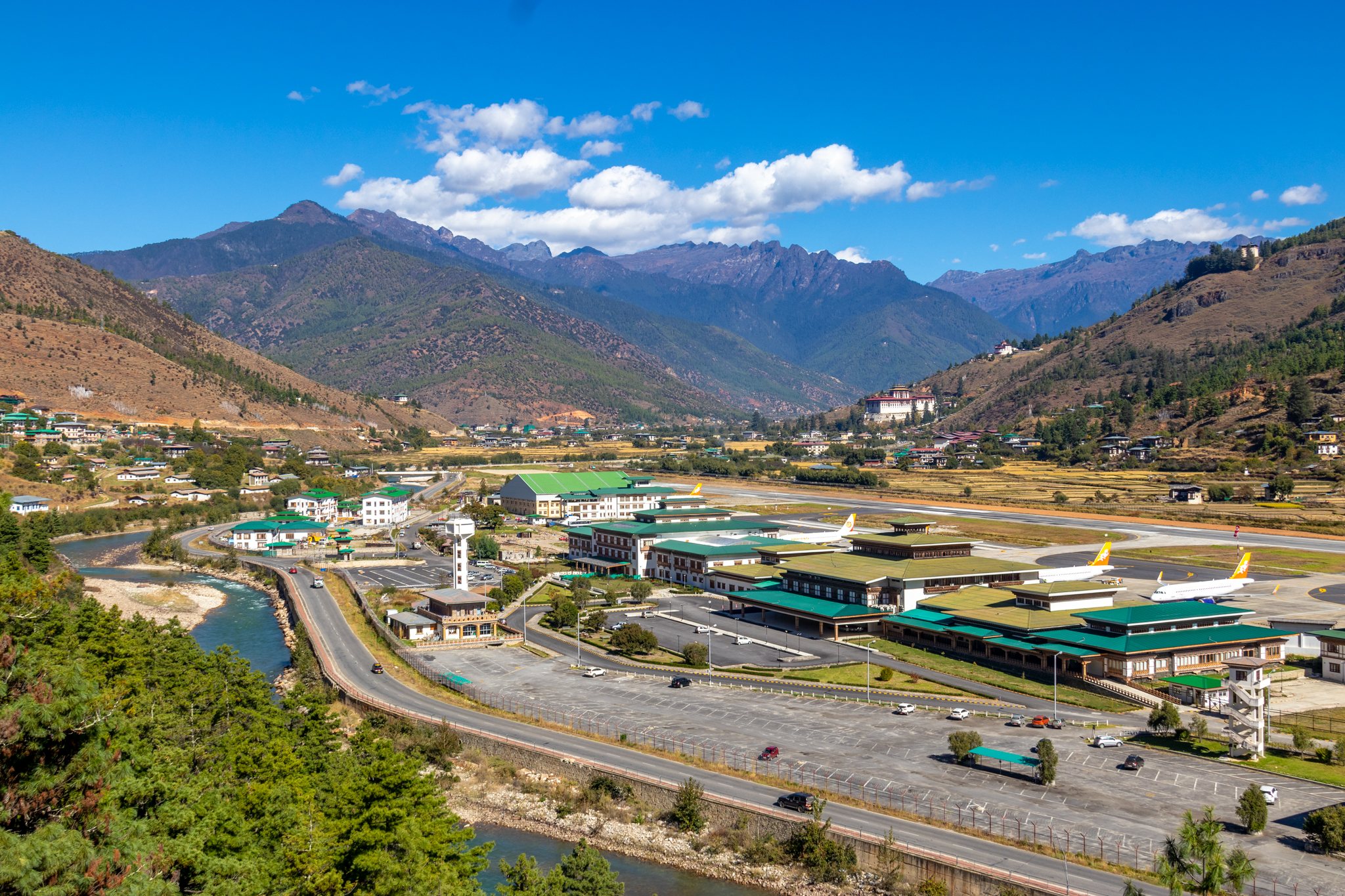 Paro International Airport welcomes travellers to the Himalayan kingdom