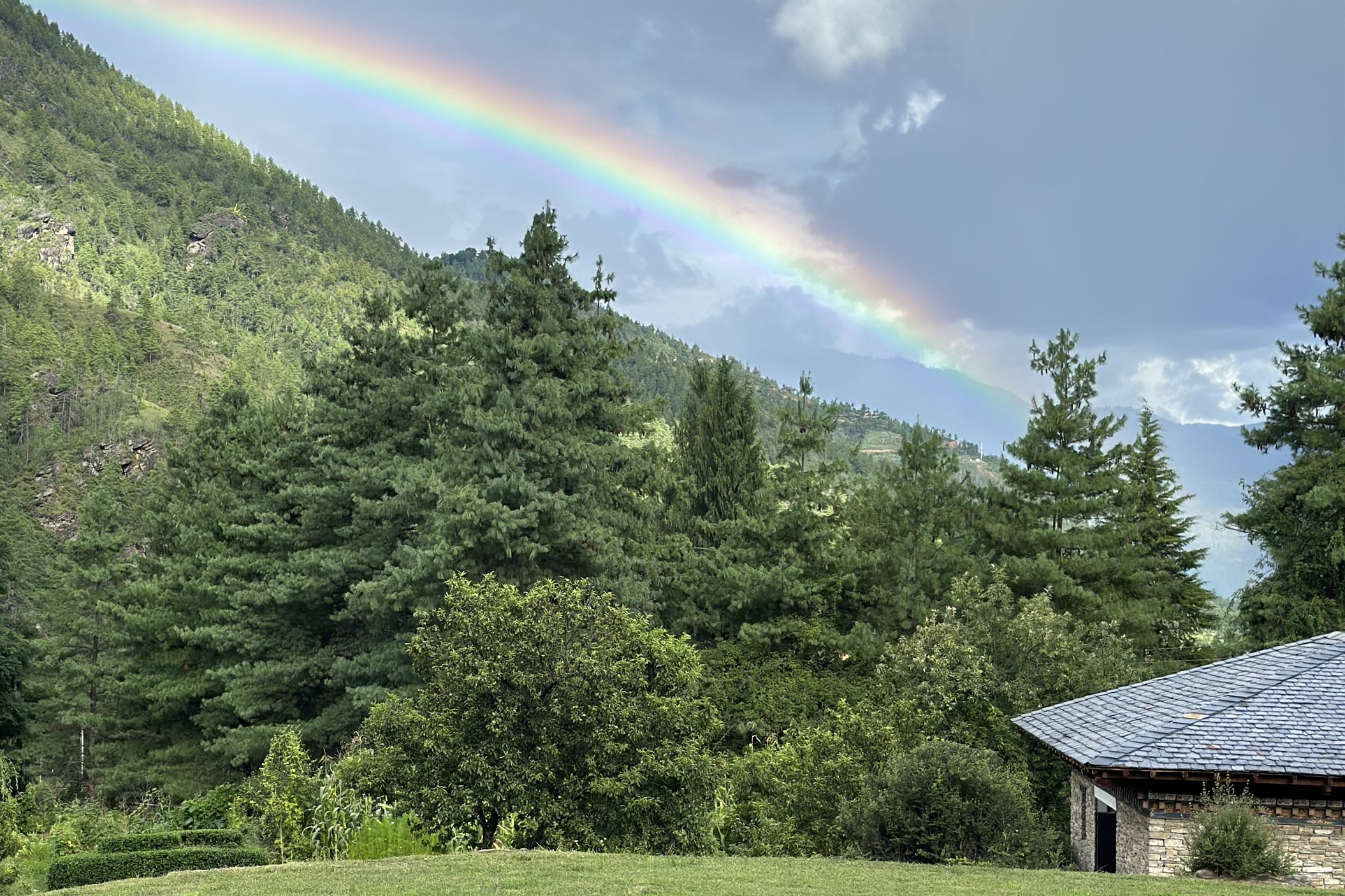 Green valleys and rainbows reveal Bhutan after the rain