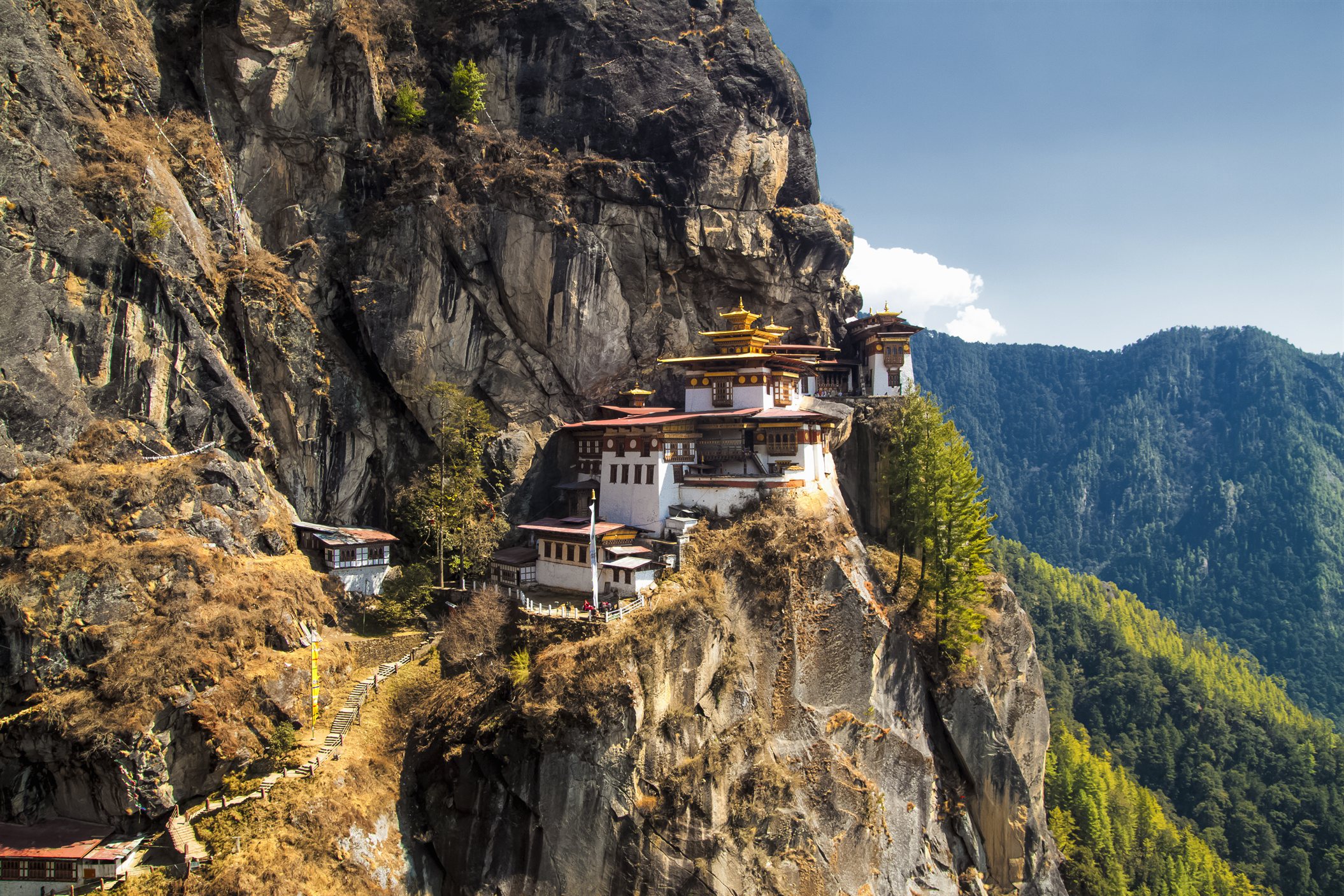 Tiger’s Nest Monastery clings dramatically to the cliffs above Paro Valley