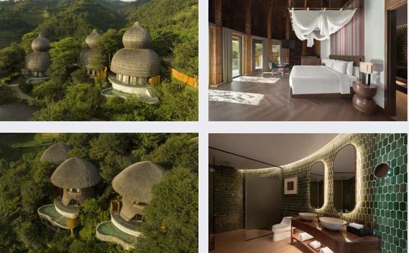 Private Pool Suite at Garrya Mu Cang Chai Resort surrounded by mountain and rice terrace views.