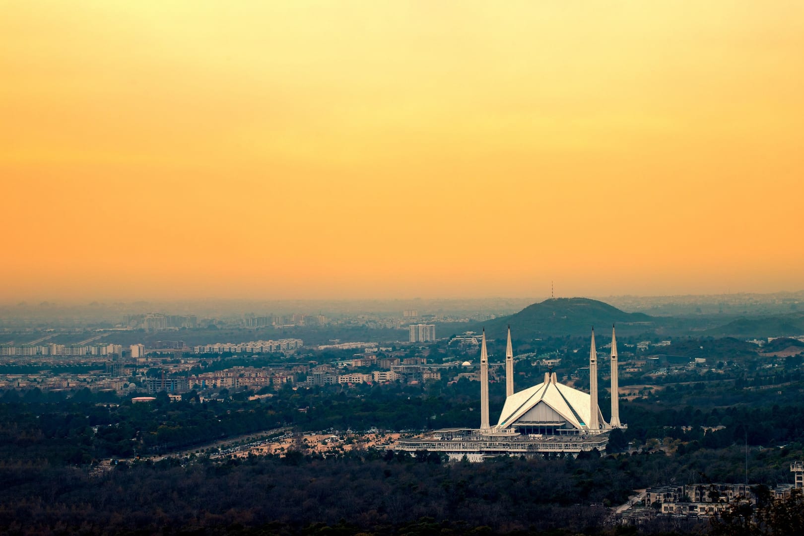 Islamabad Faisal Mosque Sunset