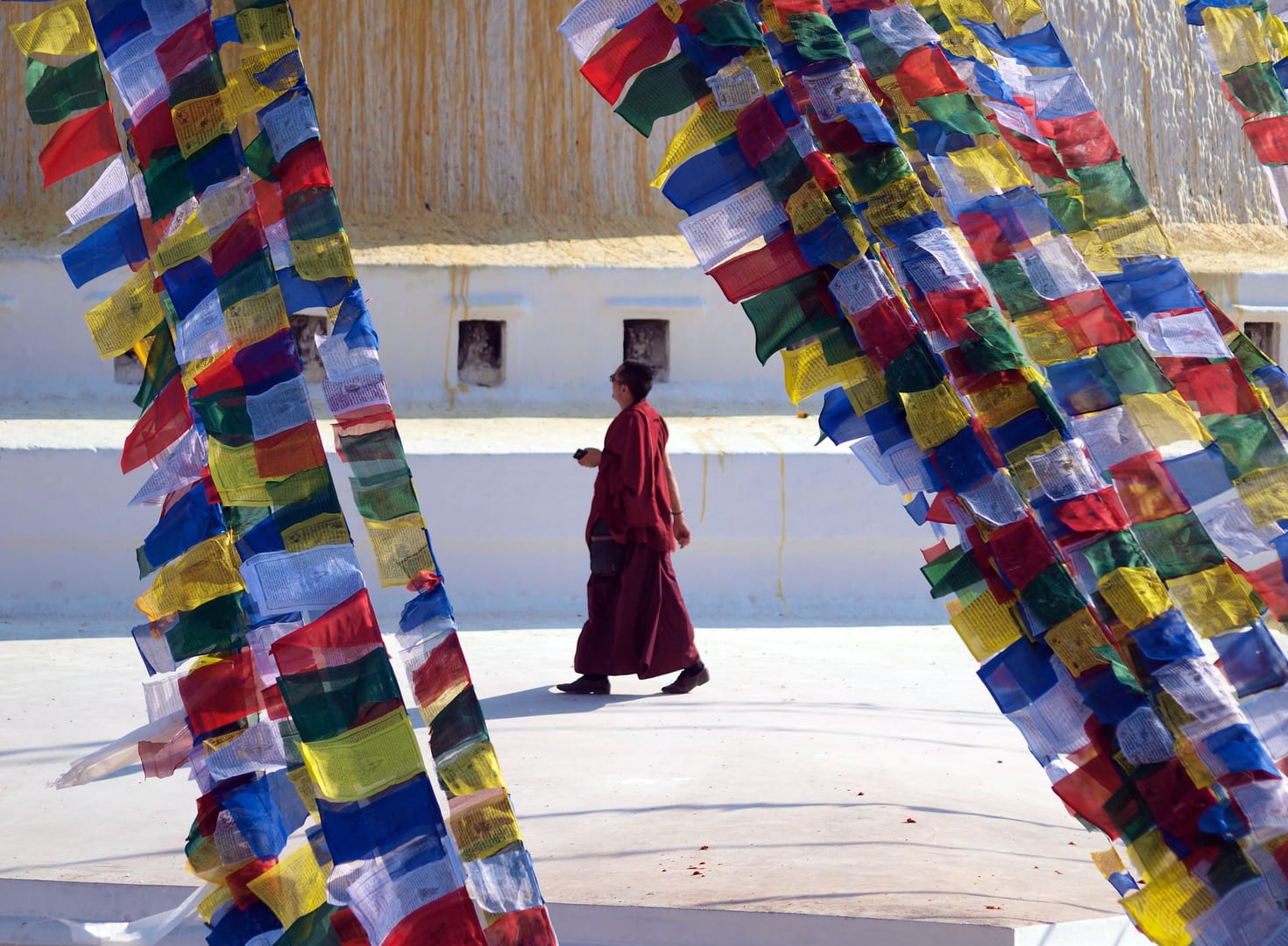 Buddhist Monk Prayer Flags Nepal