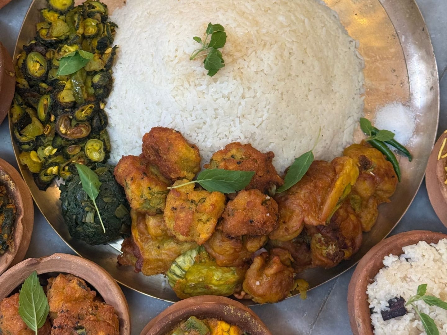 Nepali Thali Rice Vegetables Curries
