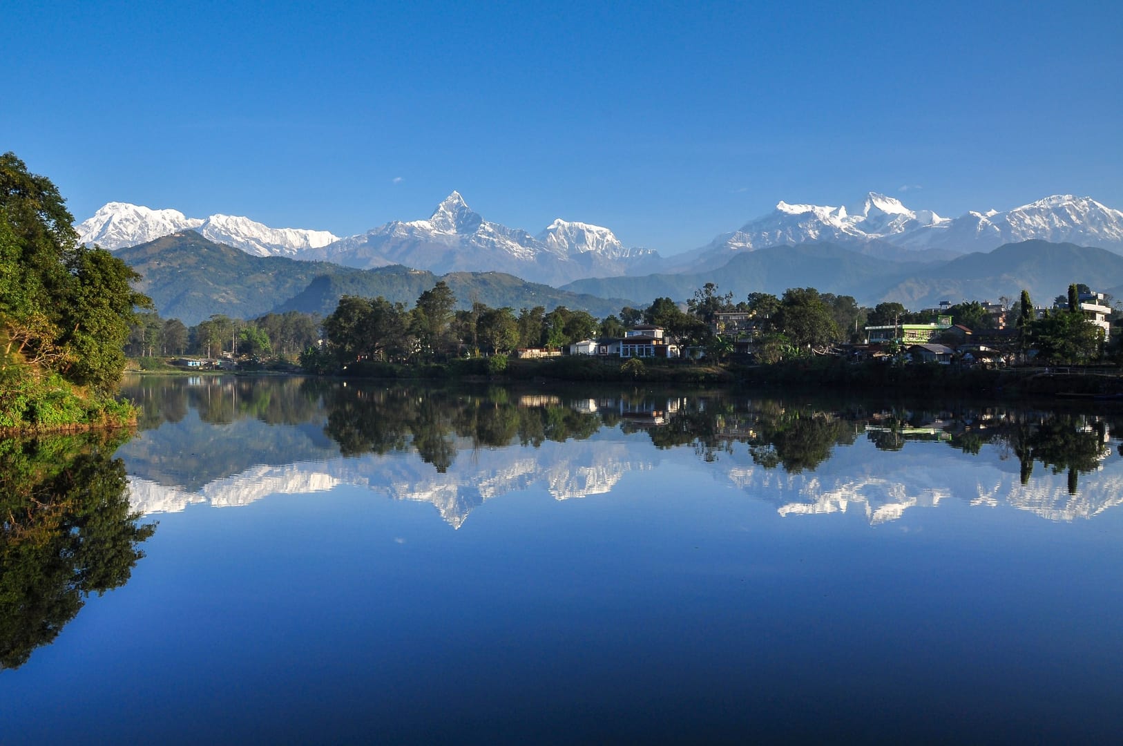 Phewa Lake Himalayan Reflection Pokhara