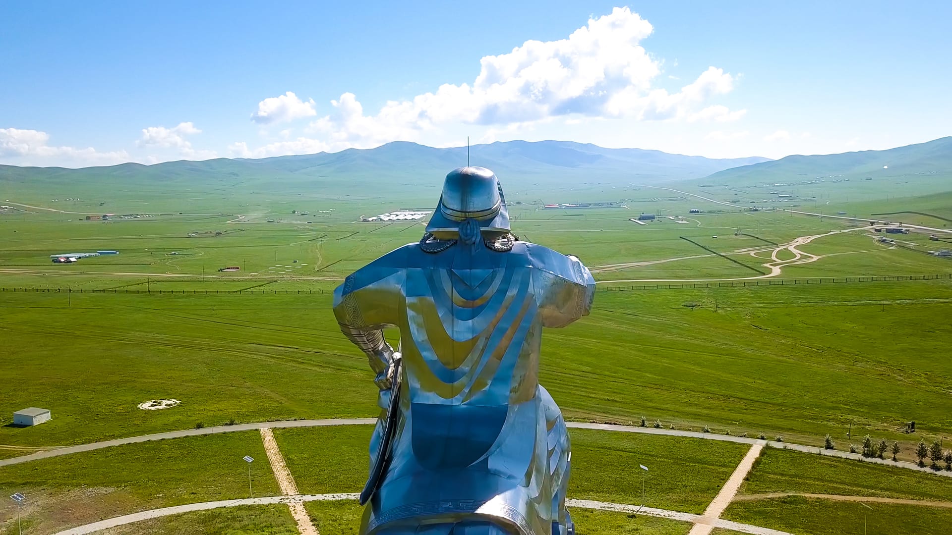 Genghis Khan Equestrian Statue Rising Proudly Beneath The Mongolian Sky