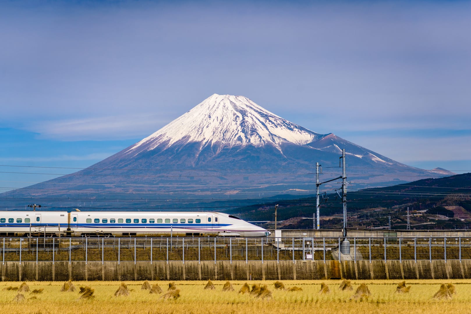Train Journey Revealing Mount Fuji Across The Japanese Countryside