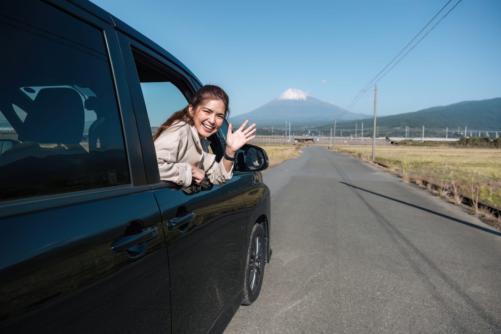 Driving Toward Mount Fuji Through The Scenic Japanese Countryside